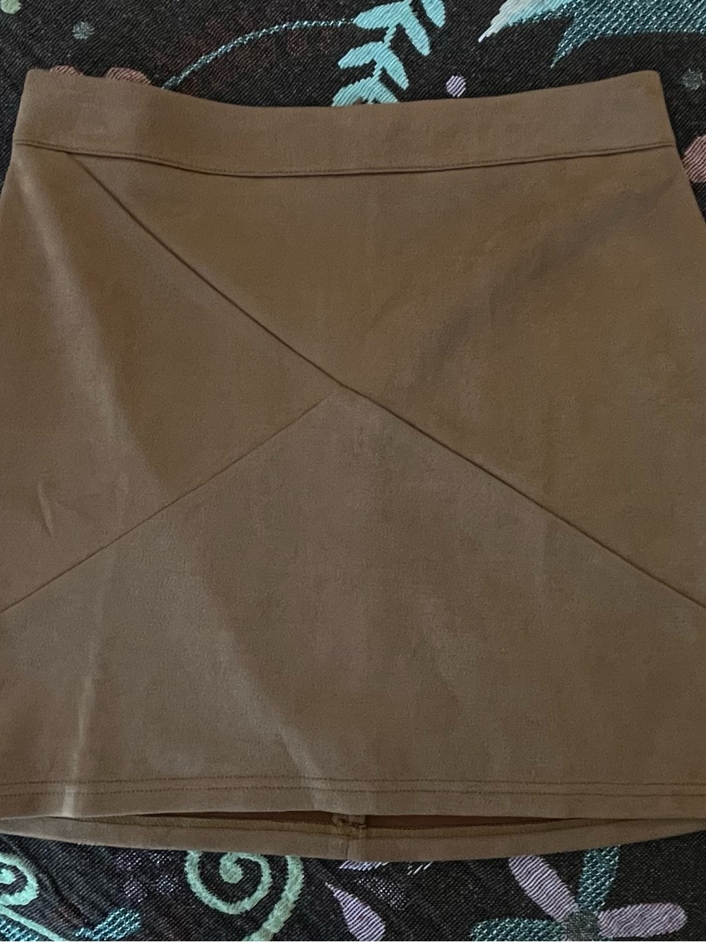 Mango Brown Faux-Suede Panel Mini Skirt